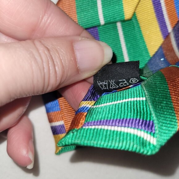Krimson By Kwame Tie Mens Repp‎ Bright Striped Silk Necktie Office Preppy XLong - Picture 5 of 8